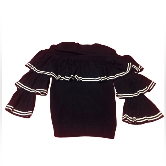 FLYING TOMATO Sweater Small Statement Ruffle Sleeves Casual career feminine - Picture 14 of 16